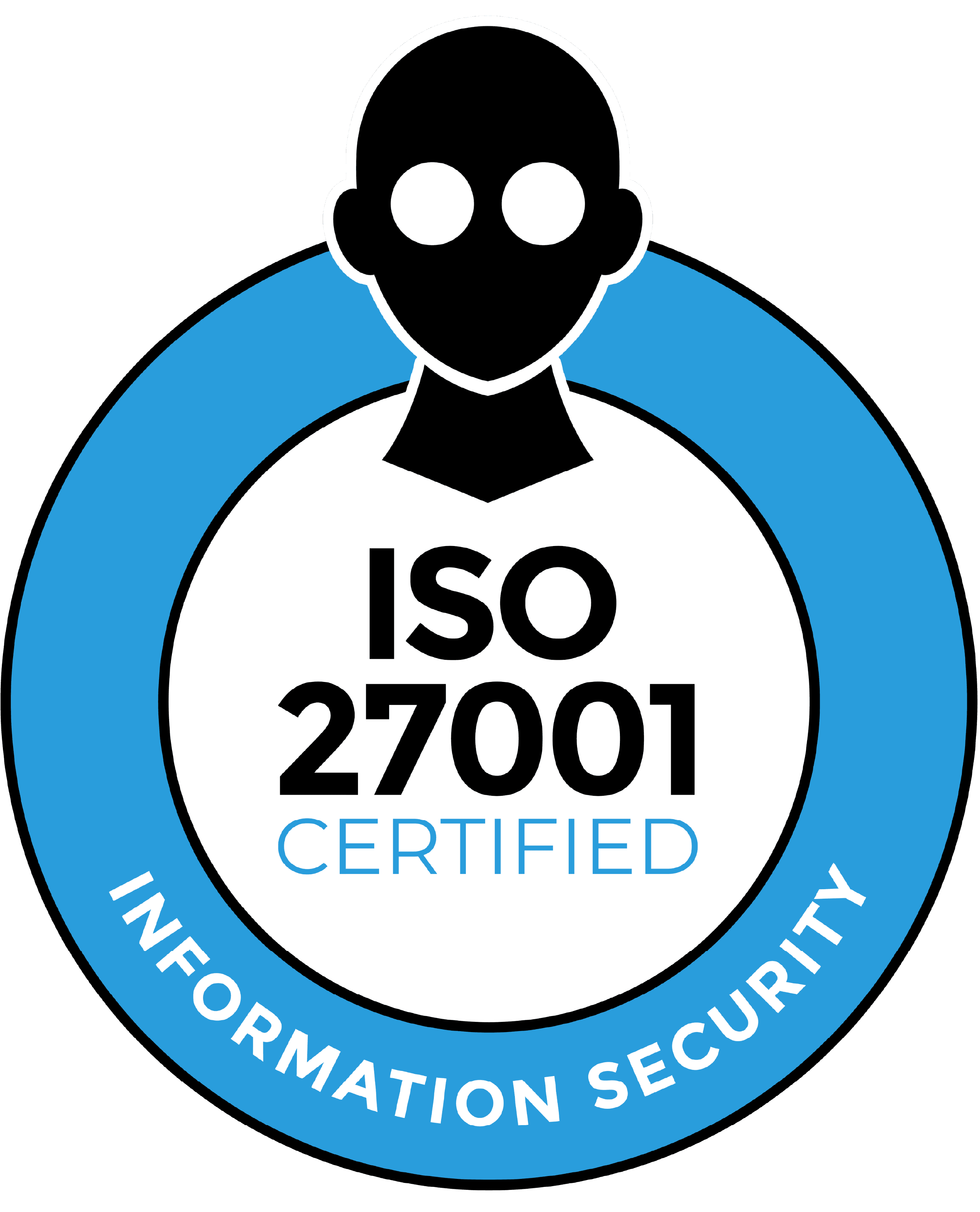 ISO 27001 Certified Information Security badge.